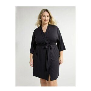 NWT Joyspun Women’s Dreamy Soft Knit Black Robe – Size 2X/3X – Cozy Loungewear